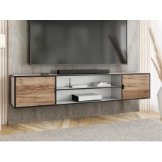 Atvērts TV galdiņš LUNO 4, Balts/Zelts craft/Melns